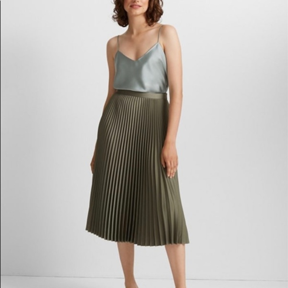 CLUB MONACO - Annina Pleated Satin Midi Skirt